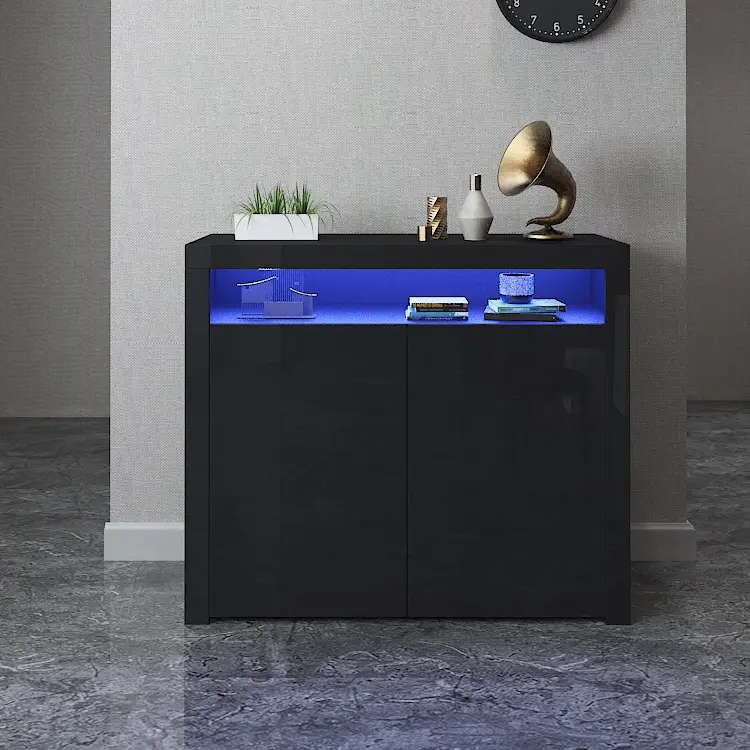Modern Black Kitchen 2 door sideboard cabinet