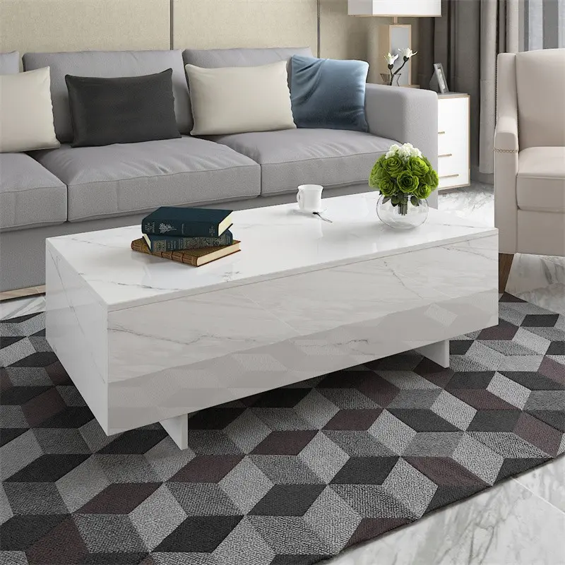 Modern marble wood coffee table for living room
