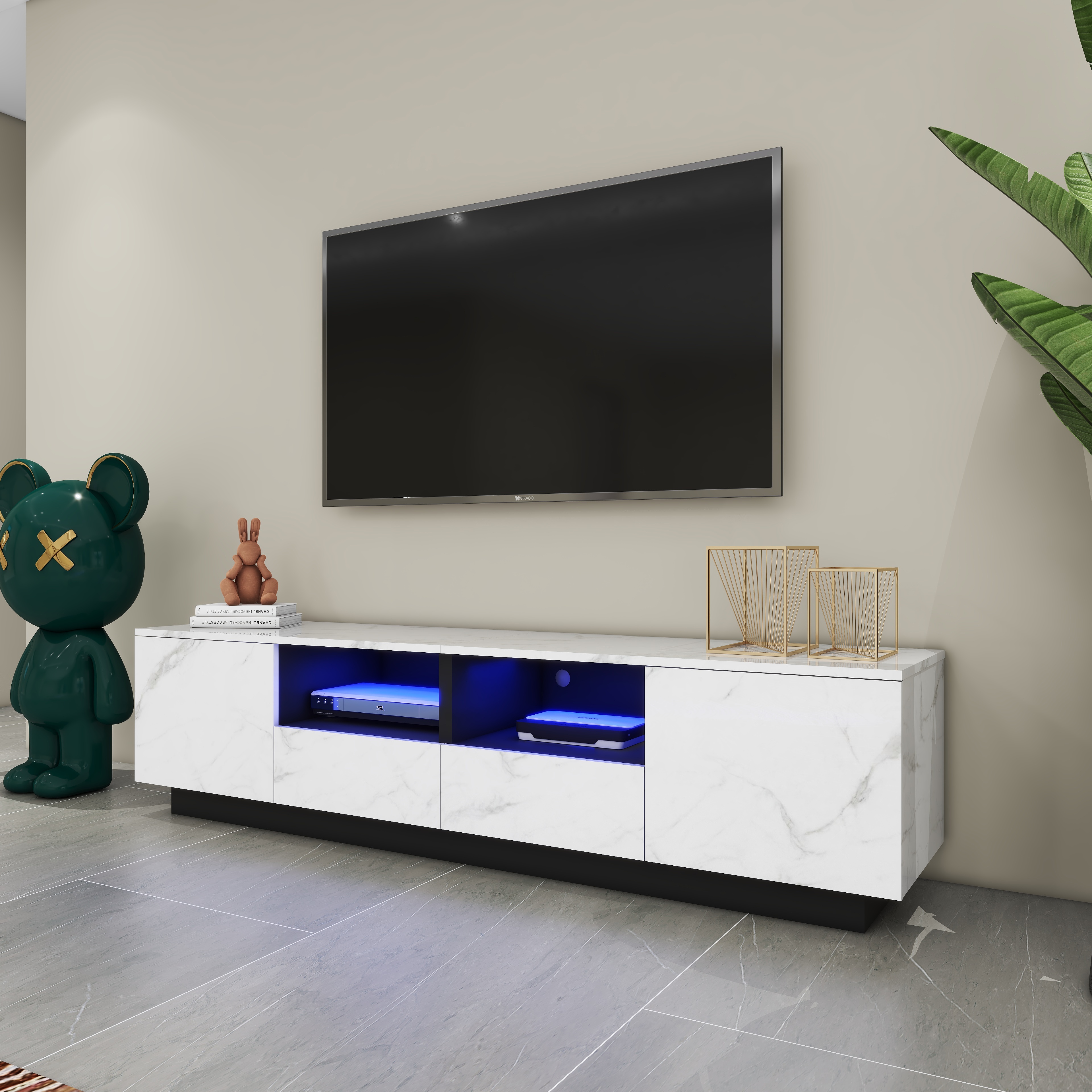 Home furniture TV Stand with Doors and Shelves