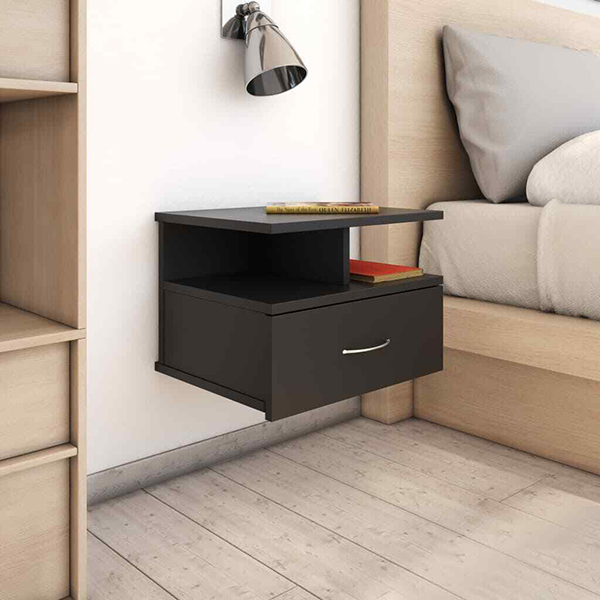 15inch Floating White Wood Beautiful Bedside Table