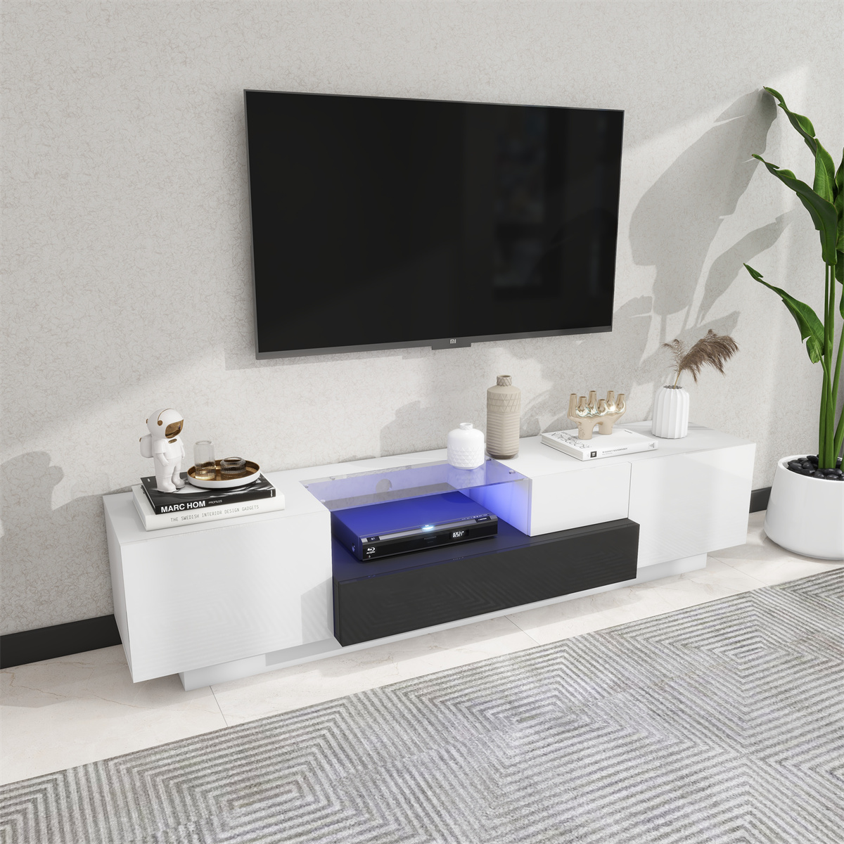 Modern High Gloss Wooden TV Entertainment Center