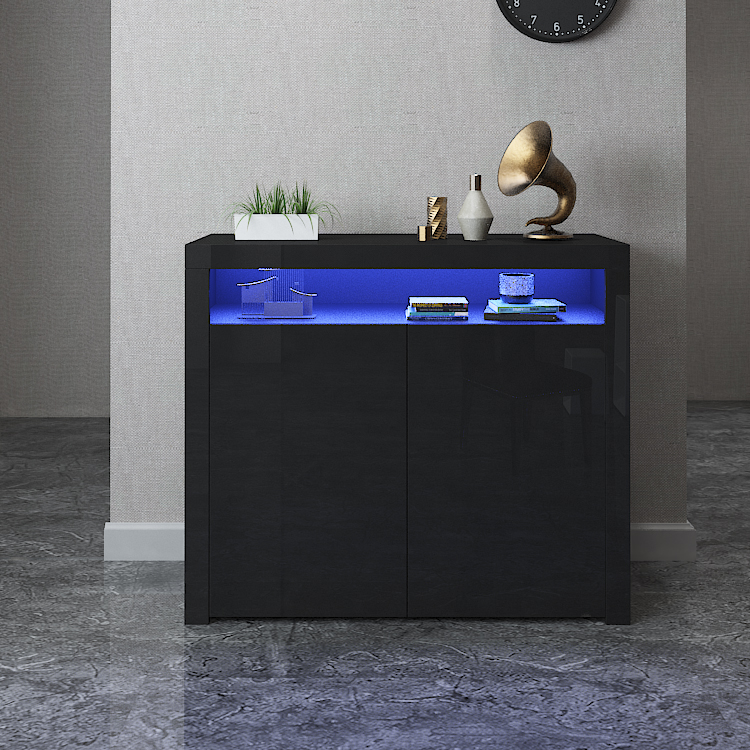 Modern Black Kitchen 2 door sideboard cabinet